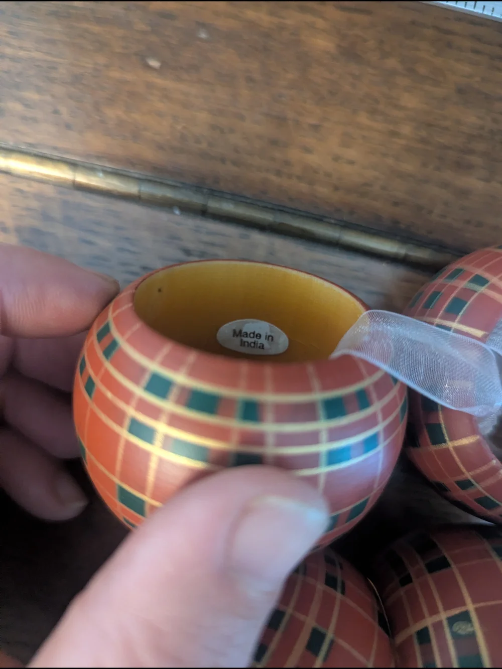Tartan Plaid Red and Green Napkin Rings - Vintage Made In India Set Of 4